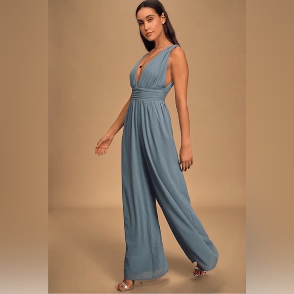 Lulu's Deep Blue Sleeveless Jumpsuit - Picture 3 of 8